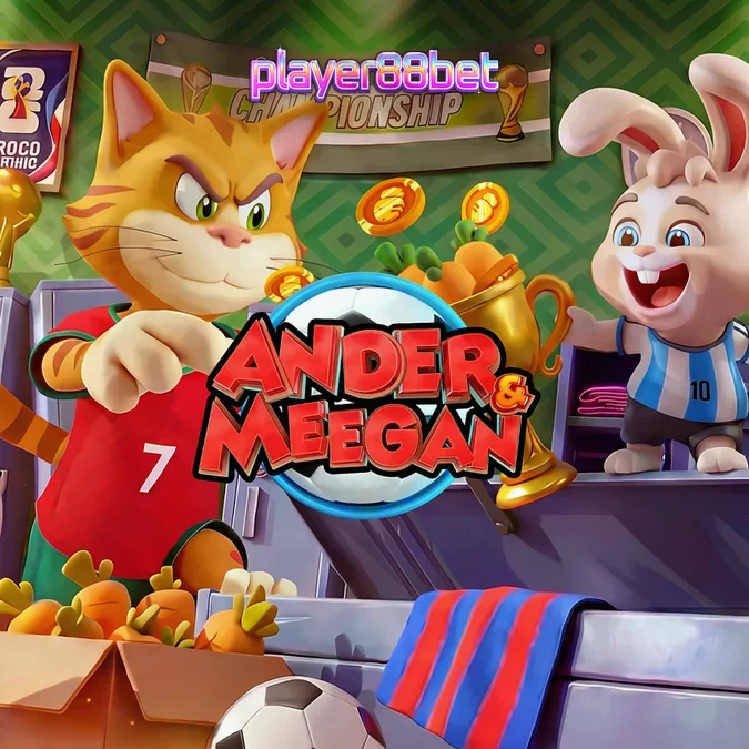 Tampilan visual slot Ander & Meegan dengan tema rivalitas sepak bola
